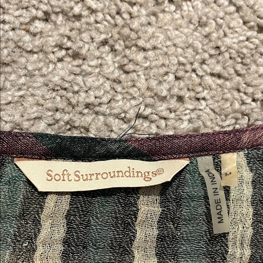 Soft Surroundings Multicolor Gauze Cotton Plaid V-Neck Top Boho Office Casual - Picture 12 of 13